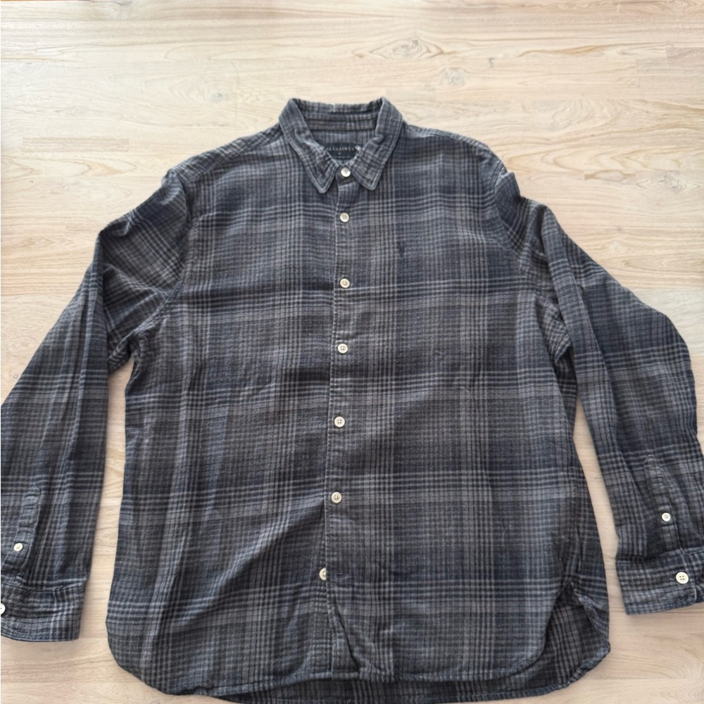 Men's All Saints Black Plaid Shirt